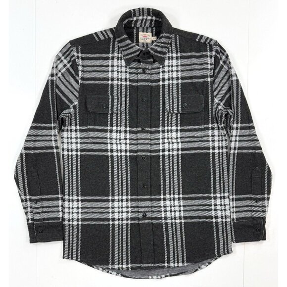 Faherty Legend Sweater Shirt Flannel Mens Size XS Charcoal Bone Plaid Button Up